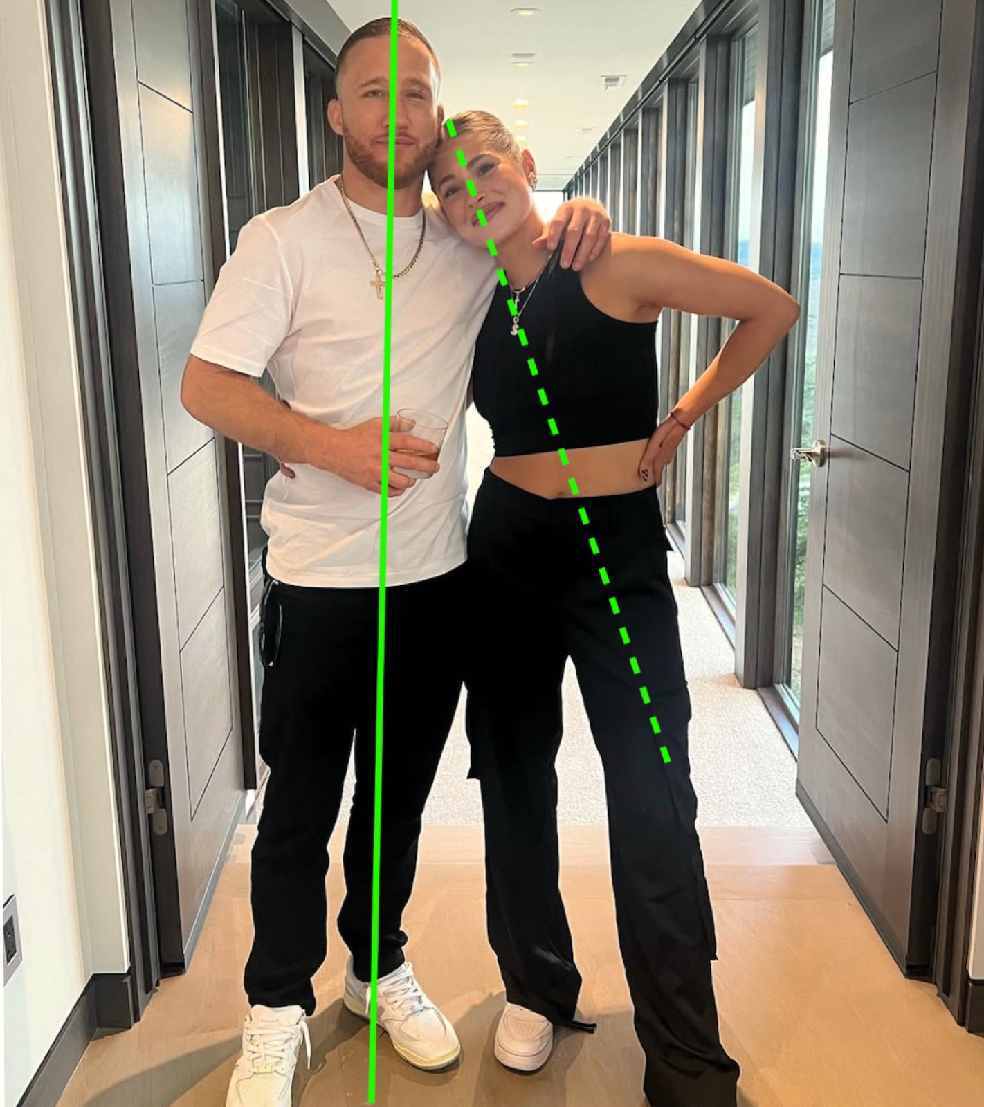 Green Line Test example with a couple standing in a hallway